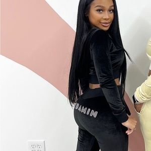 Waydamin Black Velour Sweatsuit